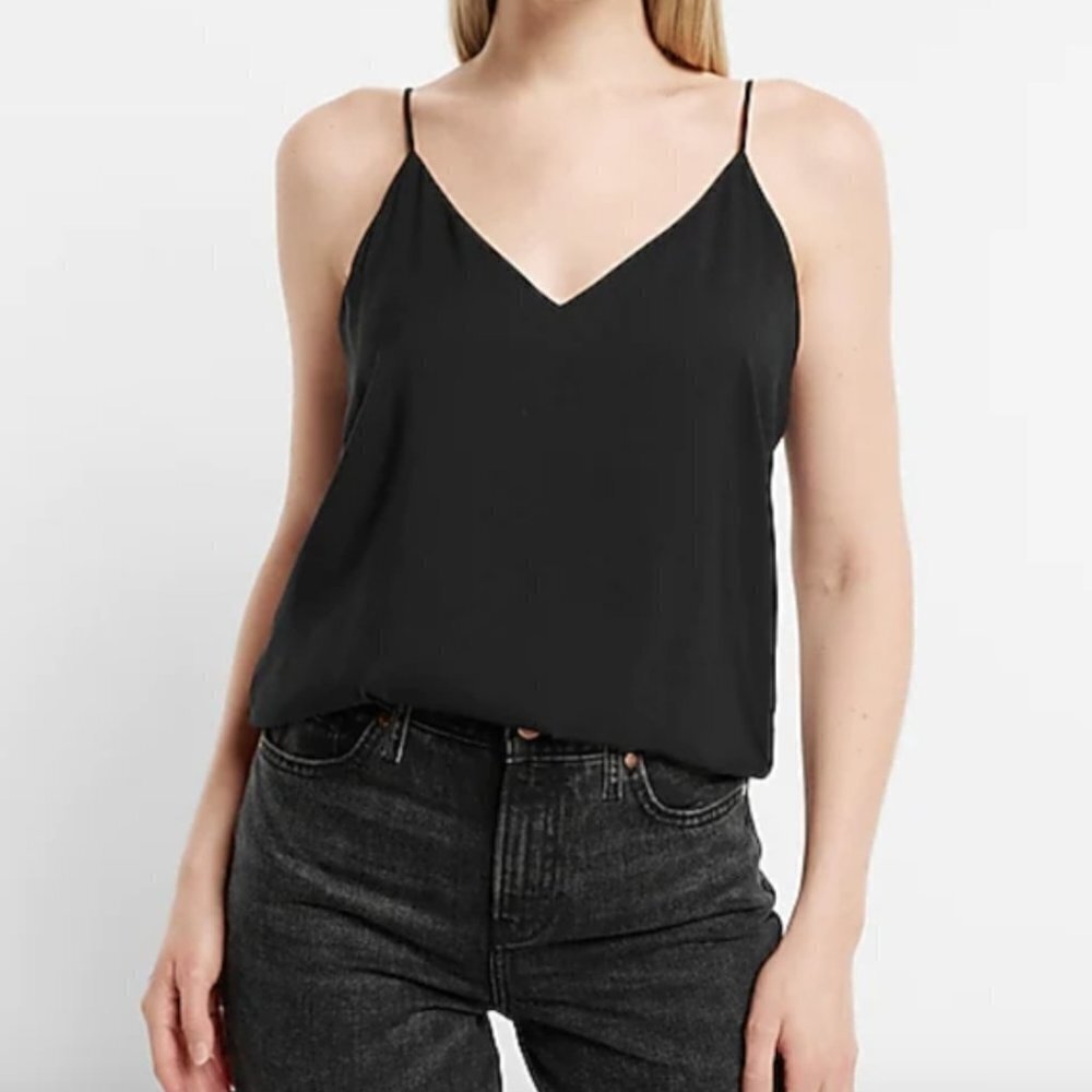 NWT Banana Republic Black V-neck Camisole Lined Front Adjustable Straps … - Picture 2 of 6